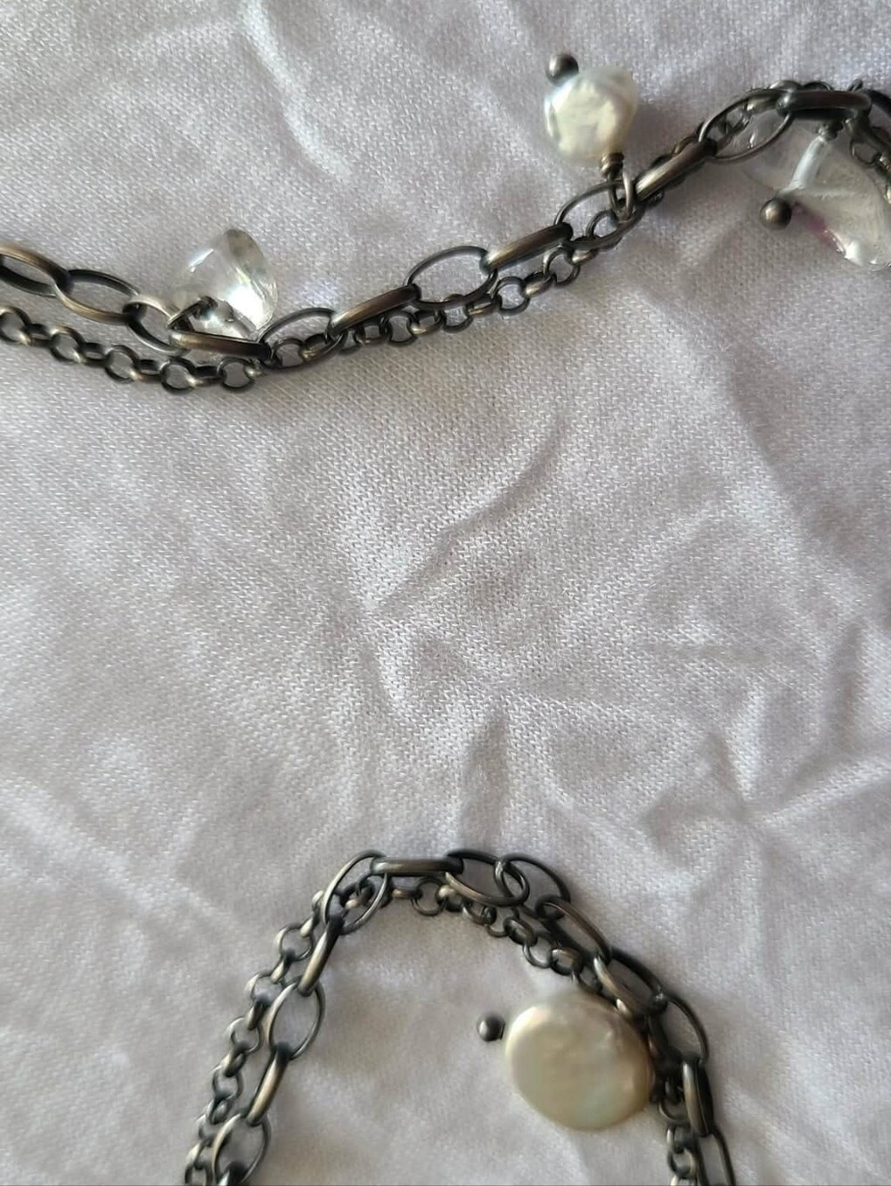 Silpada Layered Sterling Silver Chain, Crystal And Pearl Tassel Necklace - Picture 4 of 6